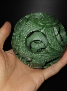 镂空天然玉石头雕刻球手玩保健同心球鬼工玲珑球路路通转运球