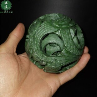 镂空天然玉石头雕刻球手玩保健同心球鬼工玲珑球路路通转运球