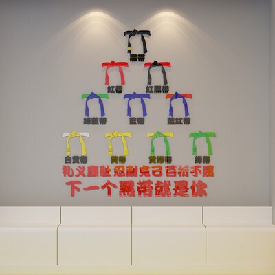 跆拳道馆墙贴武术中心培训机构文化墙面装饰创意级别贴纸画布置