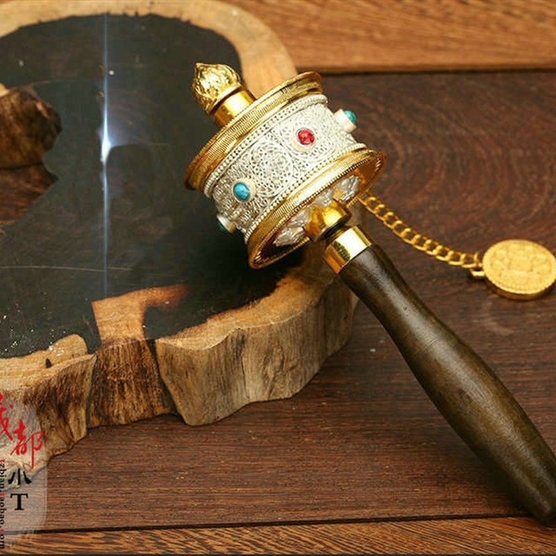 藏族转经简转简经旅拍照底座轴承名族风道具手摇西藏工艺品