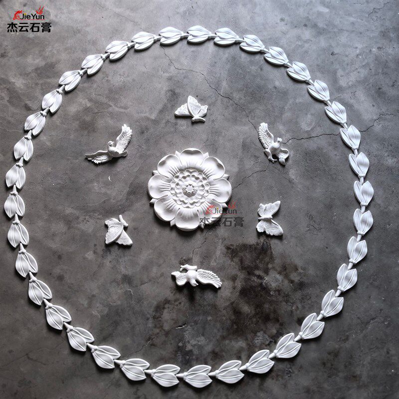 法式石灯盘小鸟蝴蝶燕子喜鹊浮雕吊顶石线条灯吸顶盘角
