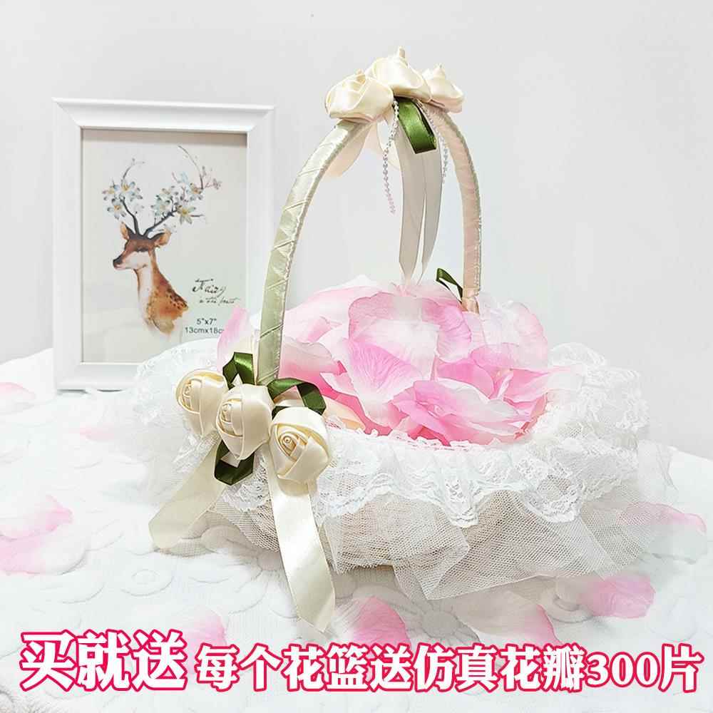 婚礼结婚小花童撒花篮子放花瓣戒指婚庆节日晚会舞蹈装饰手提花篮