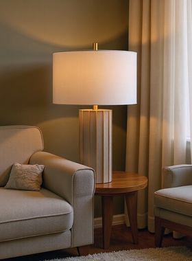 美式设计卧室台灯拉丝金色样板房装饰简约陶瓷台灯tble lamps