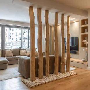 实木去皮大树干民宿酒店展厅咖啡厅圆柱造景原木树杈支架木架装饰