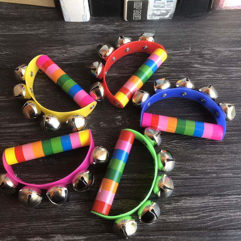 奥尔夫打击乐器儿童木制半花园手铃皮革腕铃幼儿园音乐玩具弦铃舞