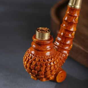 老竹根手工打磨纯铜文玩老式男士烟斗烟嘴烟丝旱烟过滤嘴便携烟袋