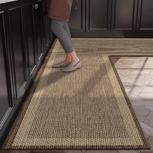 高级感厨房专用地垫吸水吸油可擦免洗家用防滑垫L形整块黑色地毯