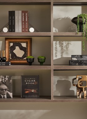 公司氛围布置工作室背景柜子展示柜大理石金属雕塑石材装饰品摆件