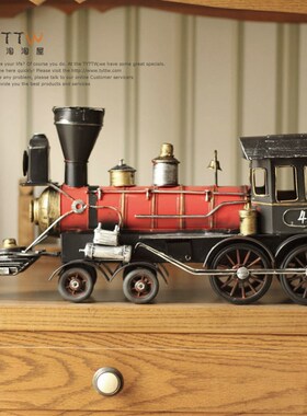 老掉牙做旧铁皮风格 40号英式蒸汽小火车头 家居饰品摆件