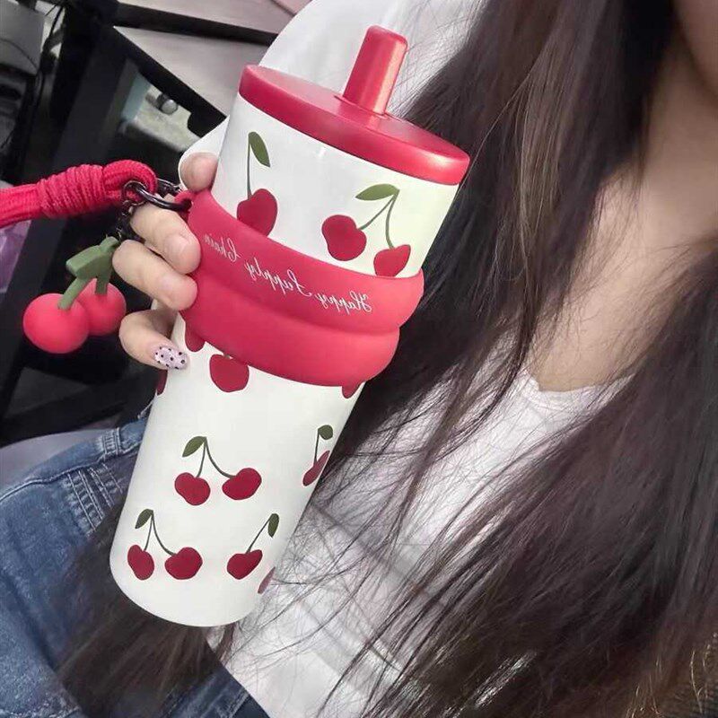 世大家吸管保温杯男女学生高颜值大容量随行便携手提陶瓷内胆水杯