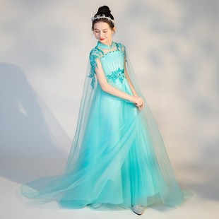 女童弹古筝演出服中国风艺考民乐演奏表演服水墨千里江山儿童礼服