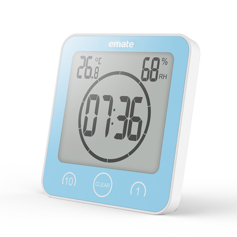 浴室电子挂钟温湿度厨房定时倒计时提醒器静音防雾防水室内吸盘钟