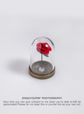 手工玫瑰花玻璃罩摆件金属托热溶胶点脱落可加热软化还原固定