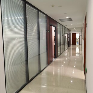 南通办公室玻璃隔断内置百叶单玻磨砂钢化玻璃隔墙移动隔断房间