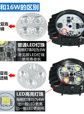 折叠电动车灯36V48V60VLED高亮前灯带高音喇叭代驾车滑板车头大灯