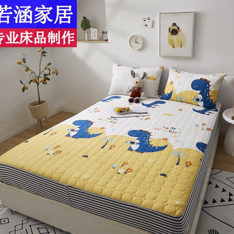 纯棉加厚床笠男女孩全棉卡通1.0夹棉床罩1.35儿童床垫套1.9米定做