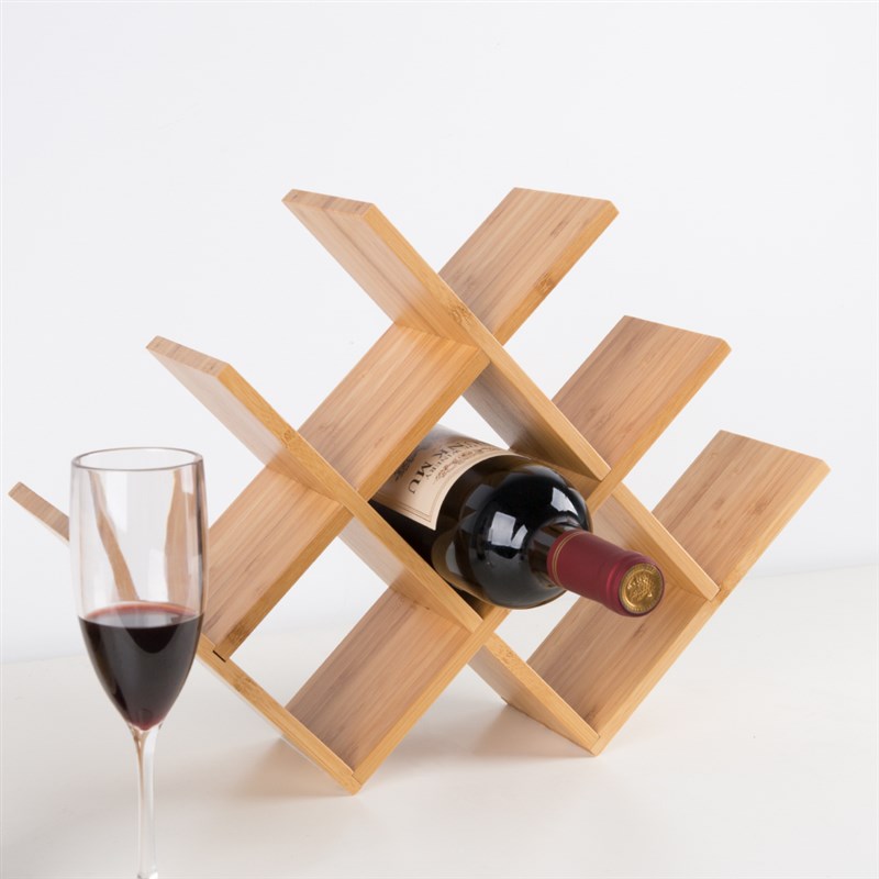 酒格子W型酒架置物架红酒架酒柜简约交叉架家用竹制展示