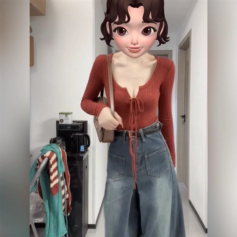 微胖MM设计感露锁骨低领长袖针织衫秋冬新款修身内搭打底衫上衣女,女装/女士精品,大码内搭,淘宝优惠券,粉丝福利购,淘宝优惠卷