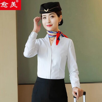 空姐白衬衫女职业装南航空乘面试衬衣乘务员艺考高铁制服工作服