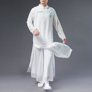 民国风长衫 立领汉服古风仙气中国风演出服禅服长袍马褂男秋 男中式