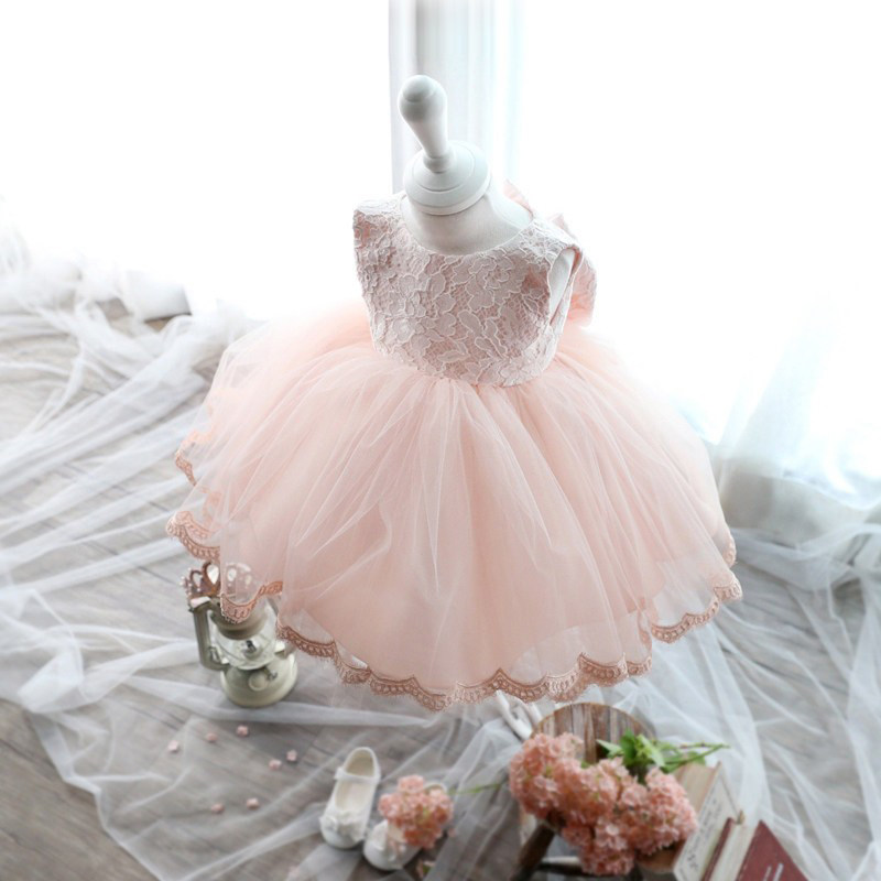 主持人礼服女童高端儿童公主裙粉色花童婚礼小女孩婚纱走秀演出服
