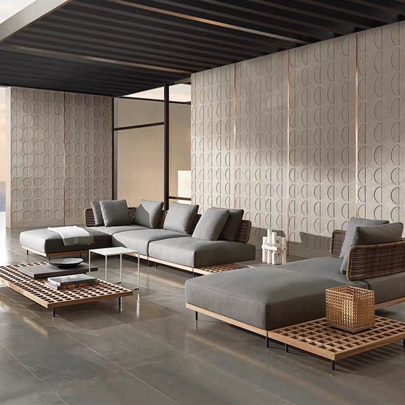 户外沙发庭院别墅露台柚木防水防晒室外花园露天休闲藤编沙发组合,住宅家具,户外沙发,淘宝优惠券,粉丝福利购,淘宝优惠卷