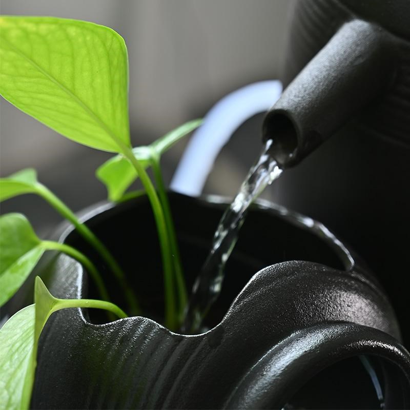 循环流水陶瓷生态缸美观养鱼开口罐流水陶罐过滤配件庭院花园造景