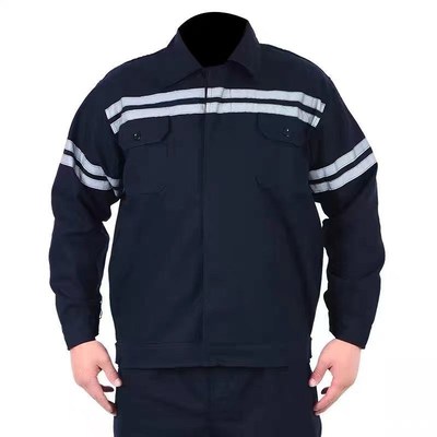 纯棉工作服套装男反光条煤矿井下耐磨劳保裤路政管道建筑工程服