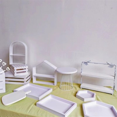 新款白色木质甜品台展示架小清新户外婚礼甜品台展示架商务摆台