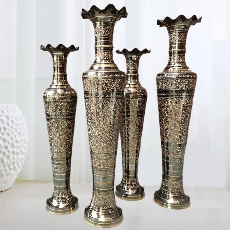 大落地铜花瓶摆件巴基斯坦铜器欧式公司酒店大厅装饰工艺品包邮
