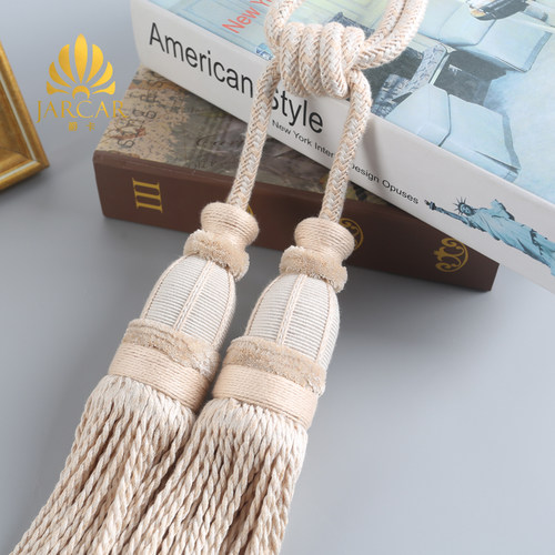 轻奢超柔流苏挂穗 窗帘2021年新款卧室温馨 手工编织挂球绑带热销