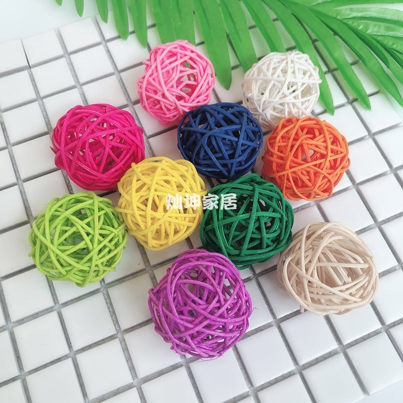 彩色藤制圆球星星爱心形小鱼装饰品网红墙装饰品少女心网格照片墙