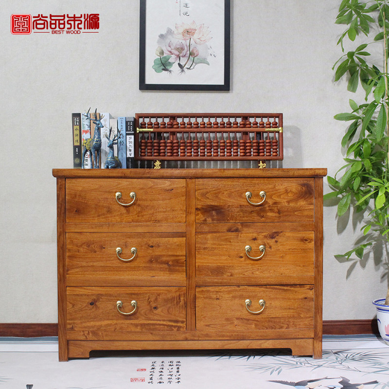 新中式实木六斗柜香樟木玄关抽屉式储物收纳柜卧室整装多功能斗橱
