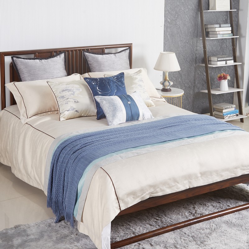 展厅样板间 设计师床品 新中式新古典实木 高档软装床品多件套