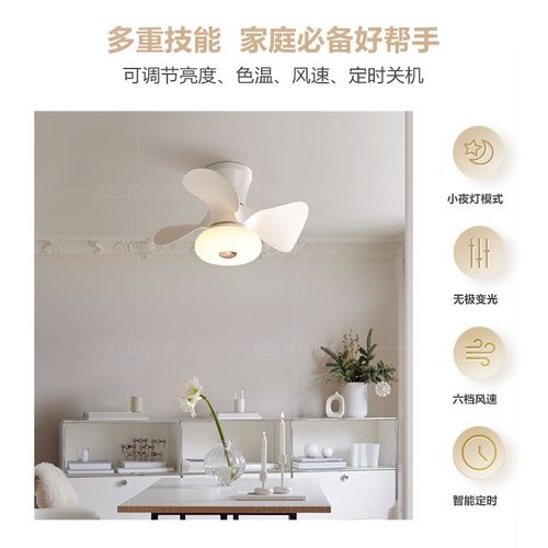 凯乔 全光谱智能护眼 卧室风扇灯吸顶灯北欧法式奶油房间餐厅