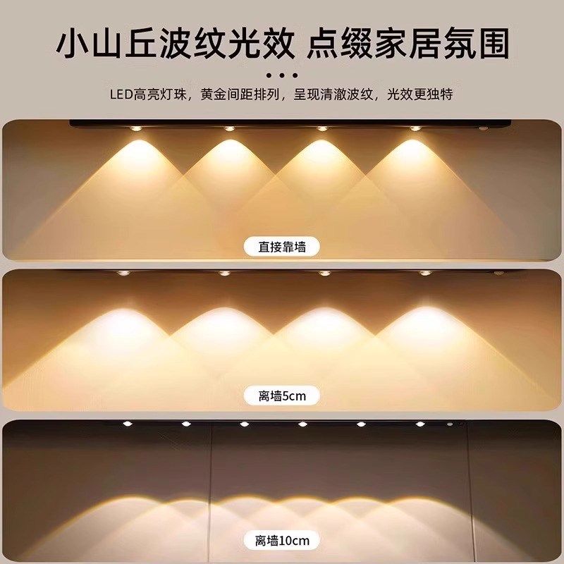无线充电led人体感应橱柜灯带衣柜酒柜磁吸小山丘波纹灯条猫眼灯,家装灯饰光源,感应灯,淘宝优惠券,粉丝福利购,淘宝优惠卷
