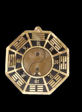 黄铜八卦镜太极八卦镜先天后天八卦平面镜家用阳台大门凸镜挂件铜