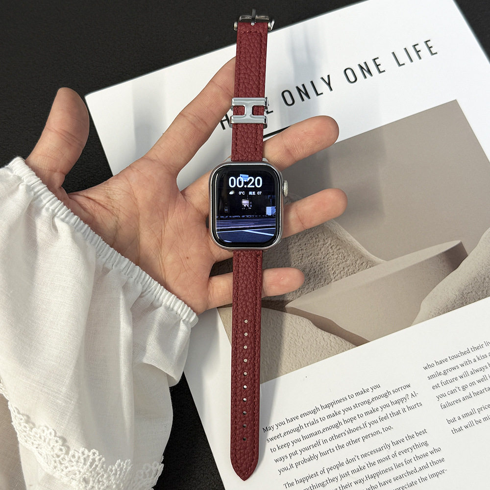 适用苹果11手表iwatchs10/9表带金属H扣皮质腕带华为GT6小米10pro