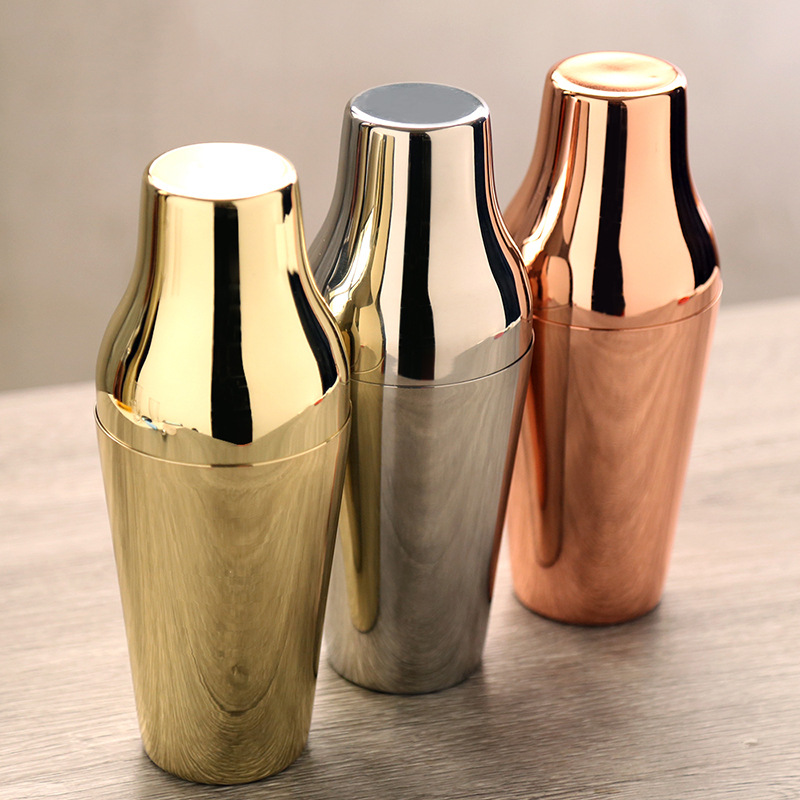 304不锈钢法式两段式摇酒壶调酒器二段式雪克壶调酒杯酒吧工具