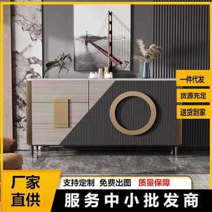 极简玄关柜轻奢岩板餐边柜现代简约家用储物柜客厅隔断装 意式 饰柜