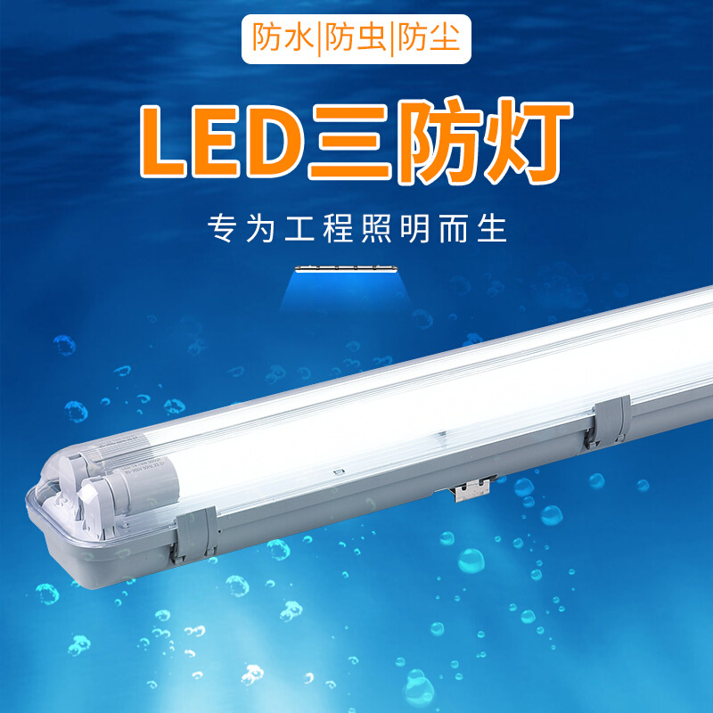 LED低压三防灯1.2米单双管三防灯外壳T8不锈钢扣全塑三防灯套件