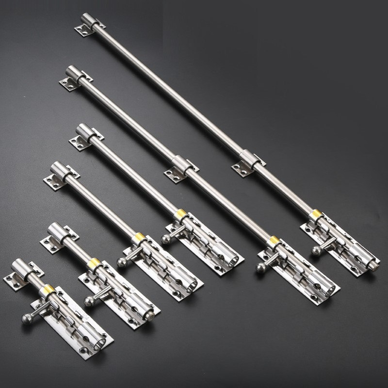 家用铁门加厚304不锈钢天地插销 木门大门带锁孔不锈钢重型门栓