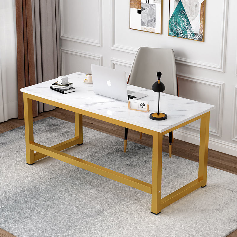 欧式家用电脑台式桌简约现代卧室书桌钢木双人办公桌学生写字桌子