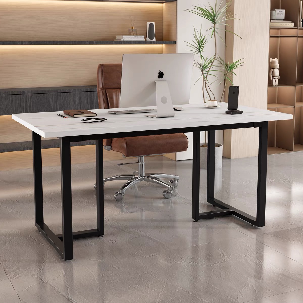 ?铁艺桌腿支架岩板大板桌脚底座办公室餐桌脚架子电脑书桌茶几支