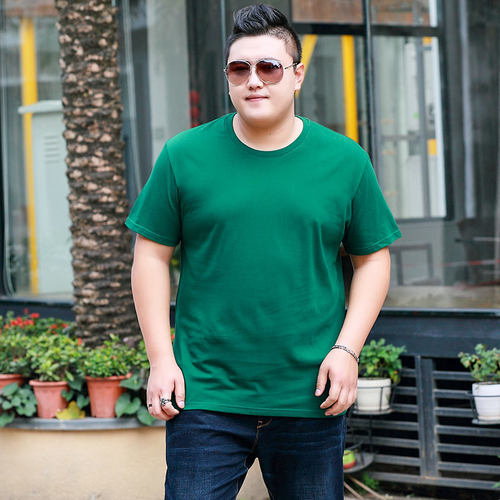 【能定制】男士大码纯色工作服体B恤纯棉T恤打底衫夏季男装半袖潮