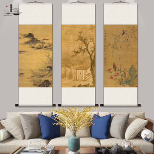 明代唐寅仕女图花鸟画文徵明荷花名家字画茶楼酒店装饰画丝绸字画