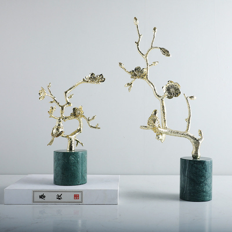 新中式轻奢大理石金属售楼处书柜软装饰品样板房客厅酒柜摆件