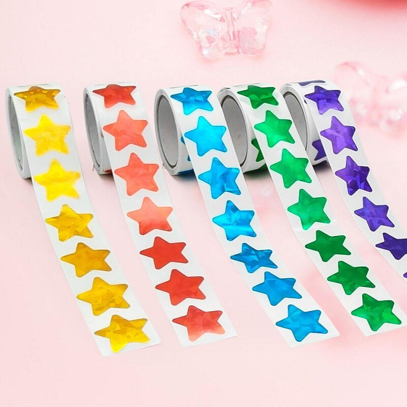 1000张1英寸全息彩色小星星贴纸奖励、计划表和学校课堂教师用品