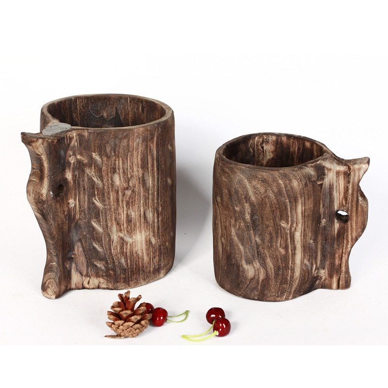 厂家销售手工制作木质工艺花瓶花盆花桶插花花器家居民宿储物器皿