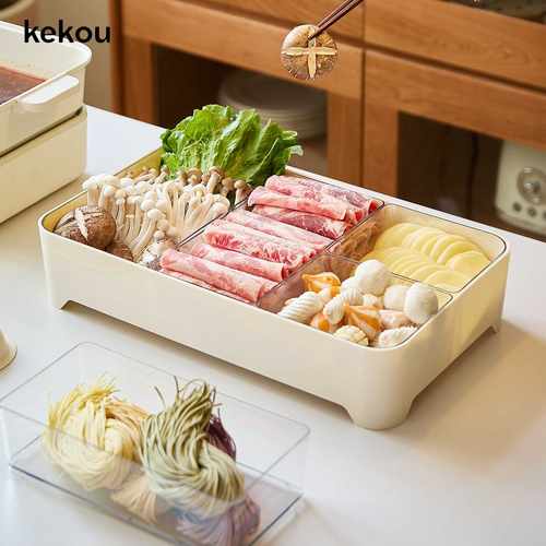 可扣火锅配菜盘厨房家用分格多功能收纳盘火锅专用大容量沥水托盘